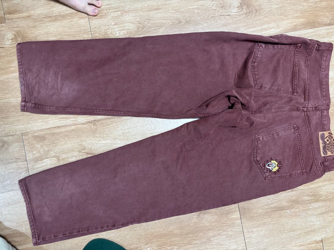 위캔더스 버건디 배기핏 데님 상품이미지2