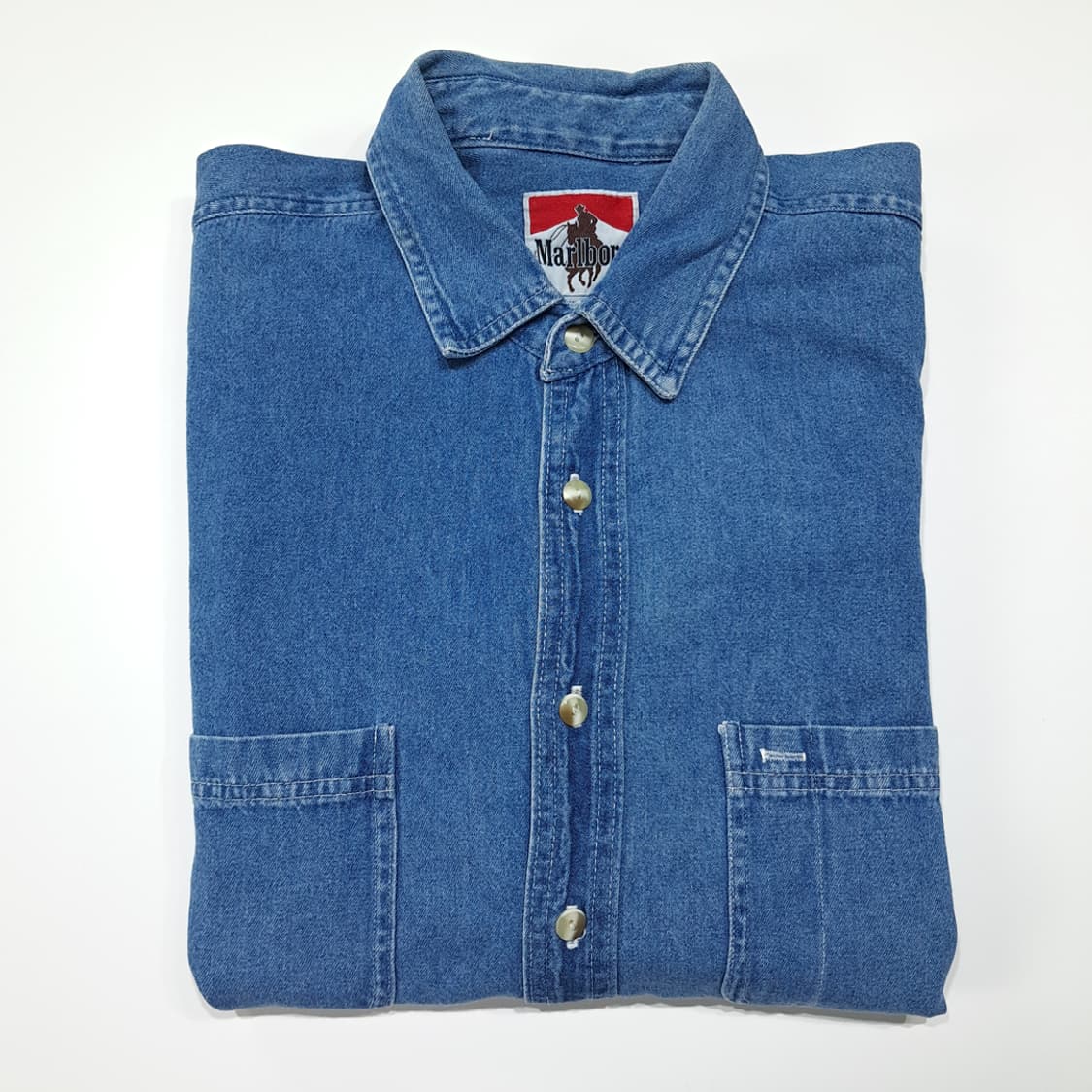 CL513 L 말보로 90s 미국판 코튼 미디엄워시 데님셔츠 남방 상품이미지7