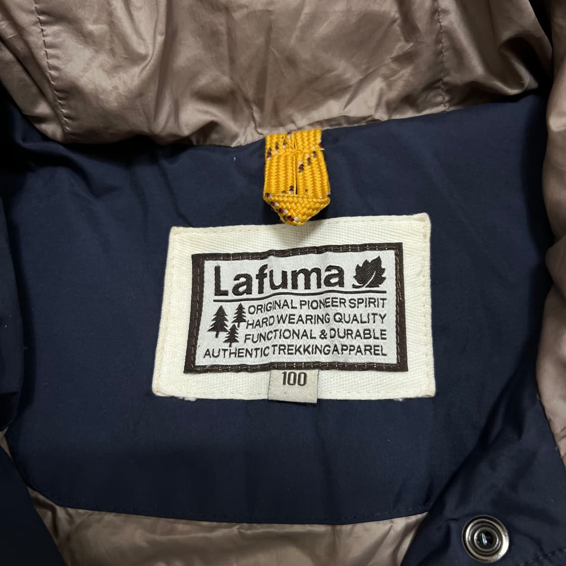 라푸마 구스다운 엘보패치 후드 미디엄 롱패딩 점퍼 [네이비] L/100 상품이미지5