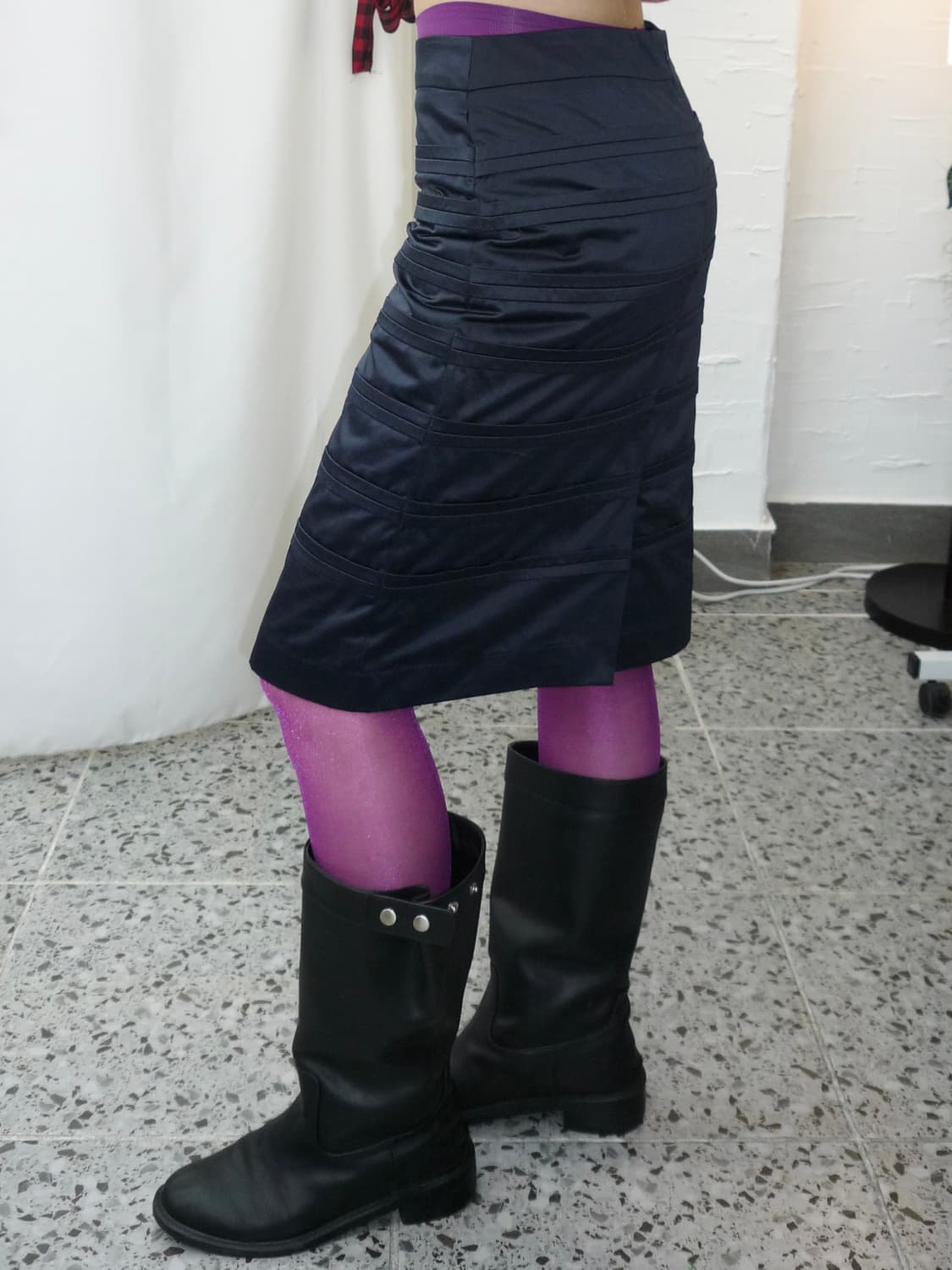 navy satin midi skirt 상품이미지6