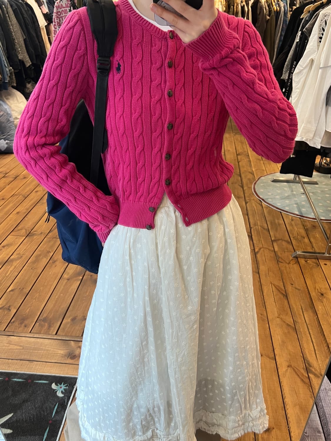 폴로 딥 핑크 니트 가디건 상품이미지5
