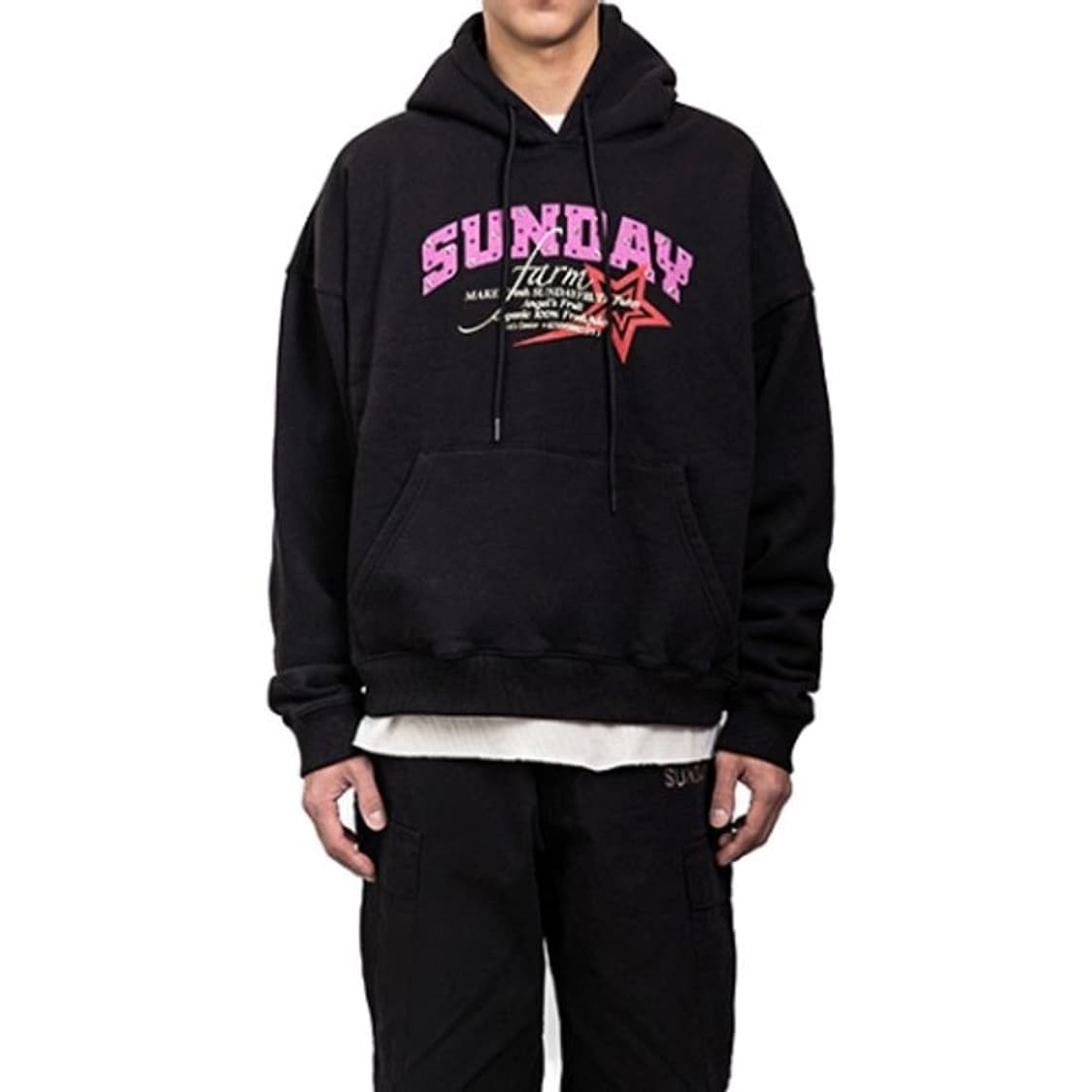 선데이후르츠마켓 스타 스터드 블랙 후드 L  상품이미지4