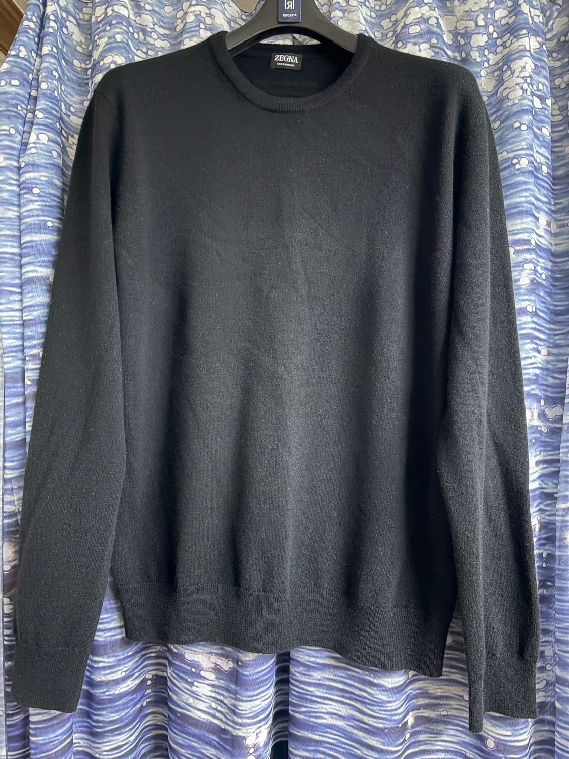 [XL] 제냐 오아시 캐시미어 크루넥 스웨터 블랙 상품이미지1