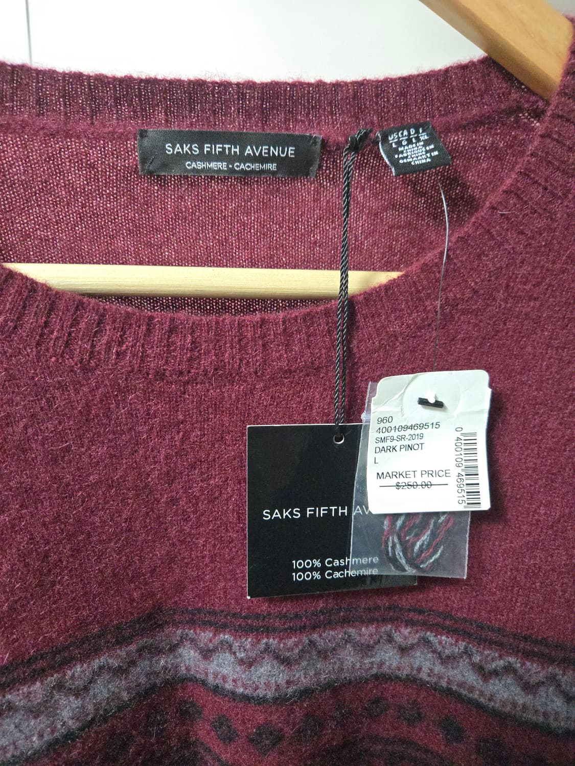 (새상품) 삭스 피프스 에비뉴 캐시미어 100 니트 해외 L 국내 105 상품이미지3