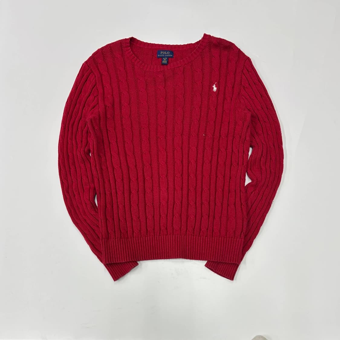 폴로 랄프로렌 딮버건디 케이블 크루넥 니트(XL) 상품이미지2