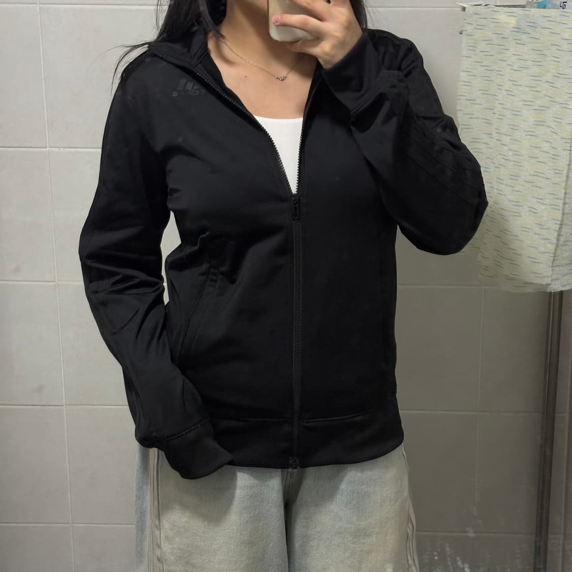 아디다스 올블랙 삼선 져지 M 95 상품이미지2