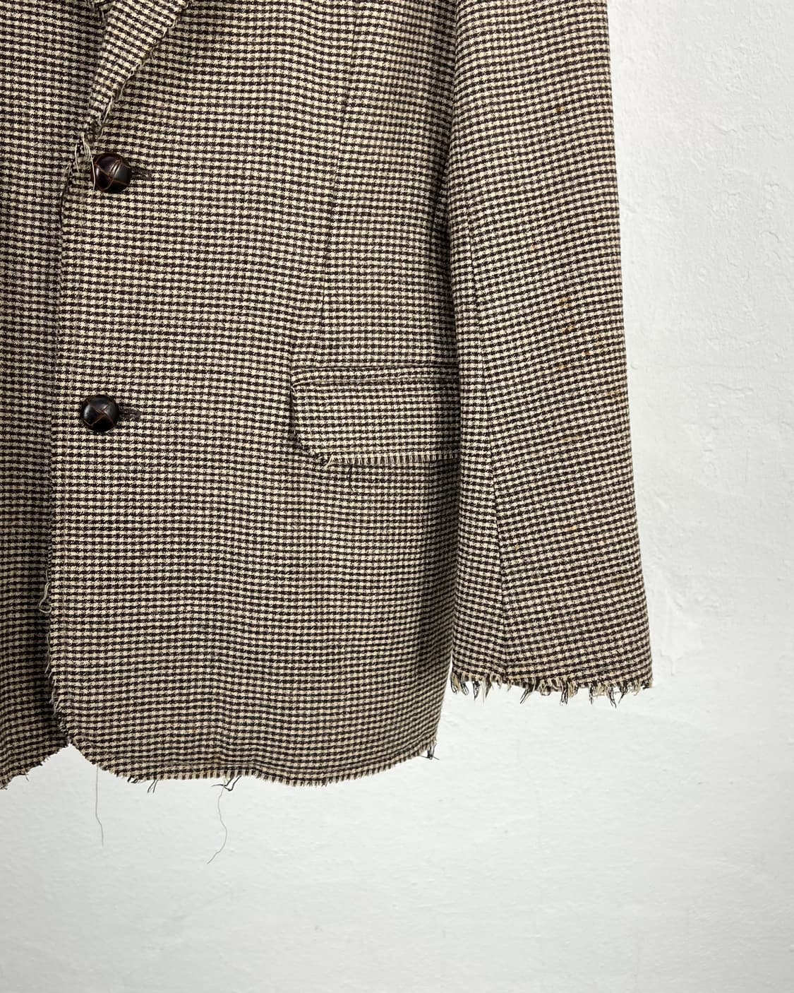 퀸테센스 하운드투스 브라운 체크 러프 커팅 2b 블레이저 상품이미지5