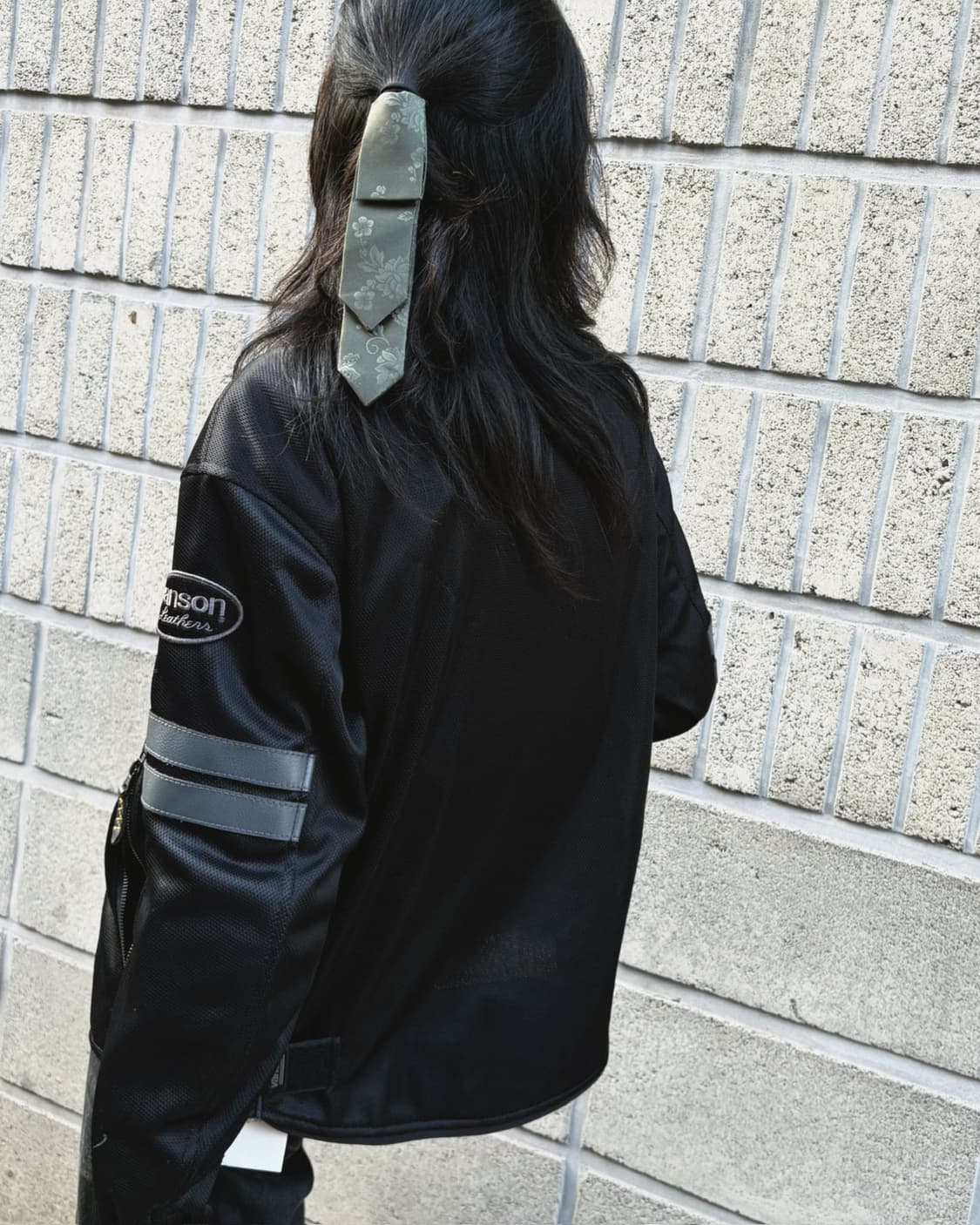 밴슨 로고 디자인 매쉬 바이커자켓 상품이미지6