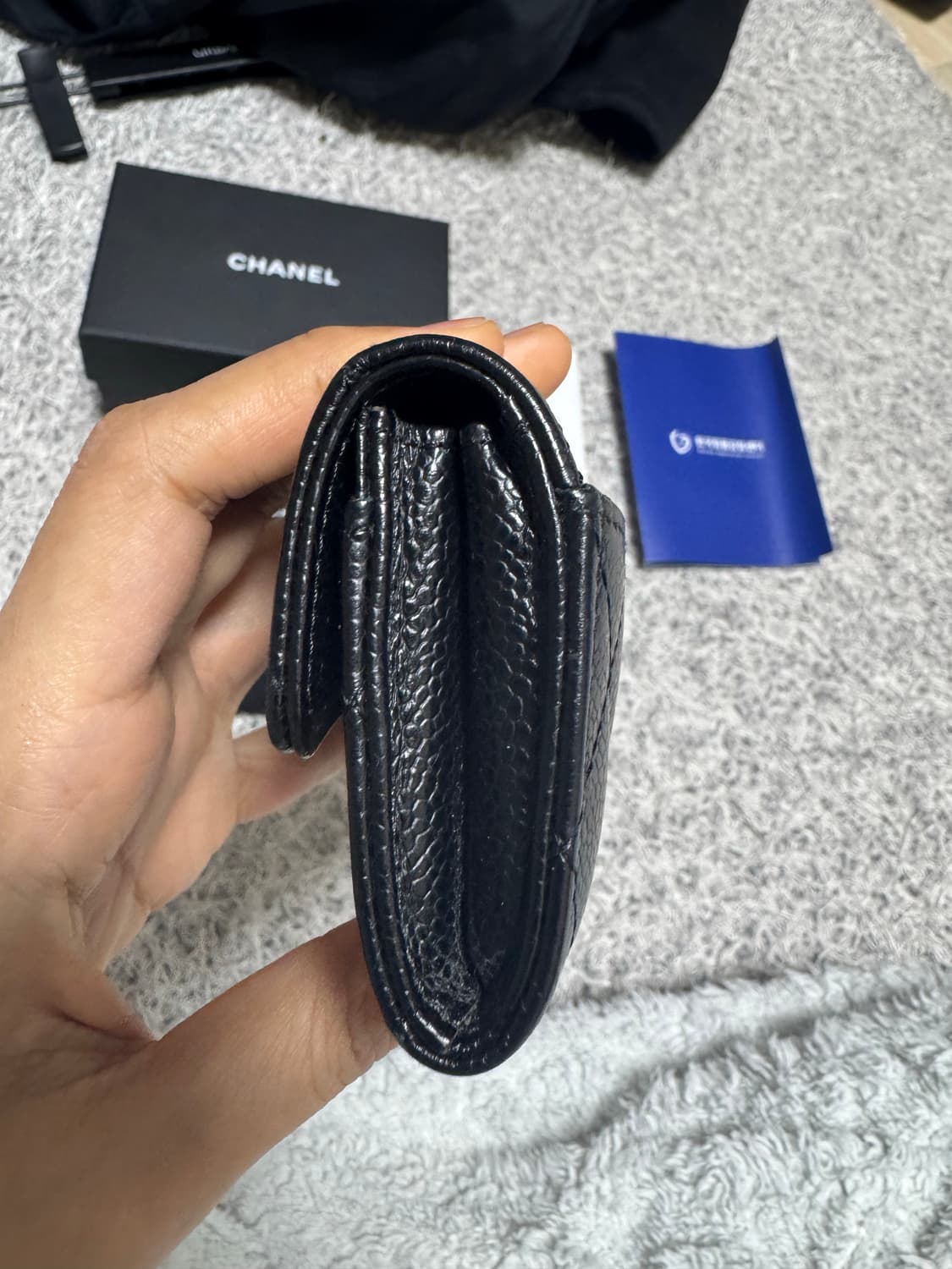 샤넬 캐비어 똑딱이 은장 카드지갑 블랙 상품이미지4