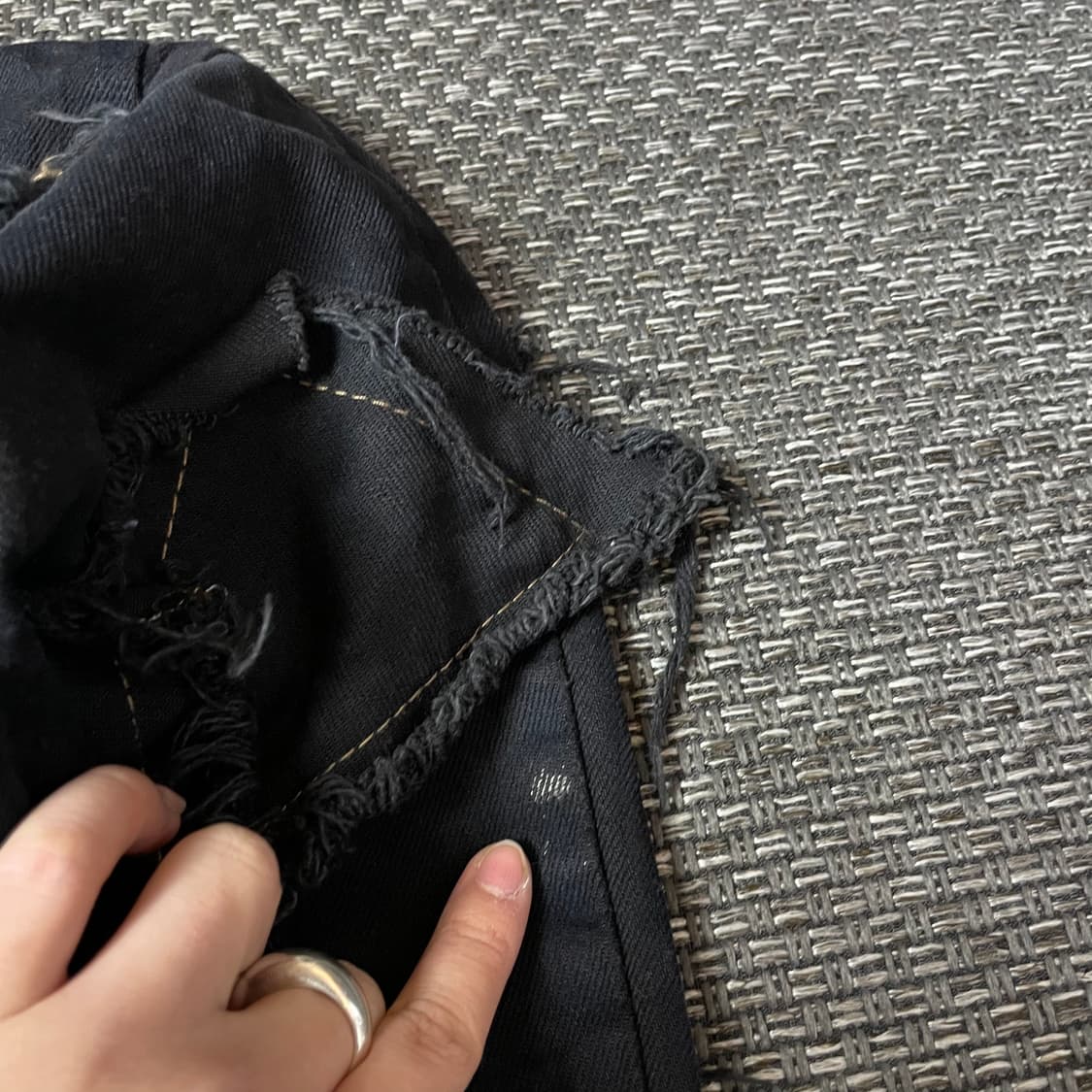 빈티지 흑청 리워크 커스텀 크롭 데님 자켓 상품이미지4