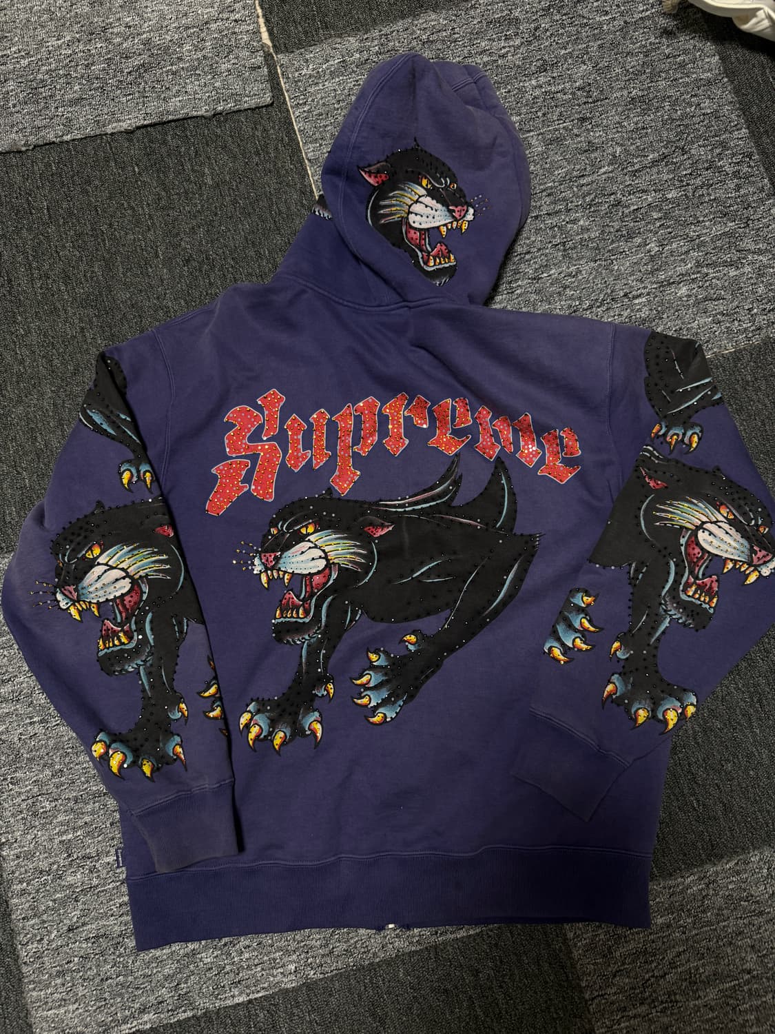 슈프림 21SS 팬서 후드집업 워시드네이비 M 상품이미지3