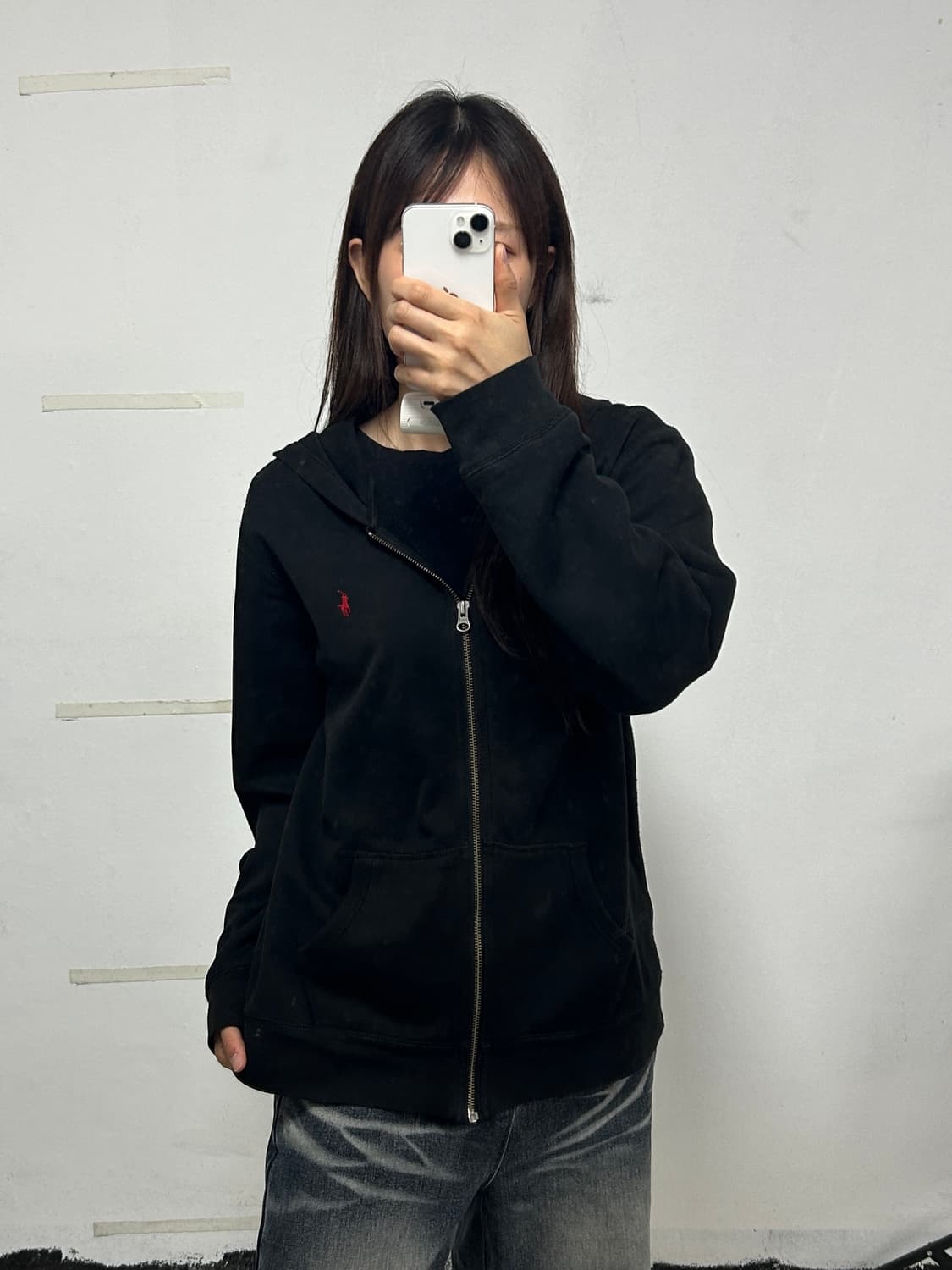 폴로 랄프로렌 포니로고 후드집업 블랙 상품이미지1