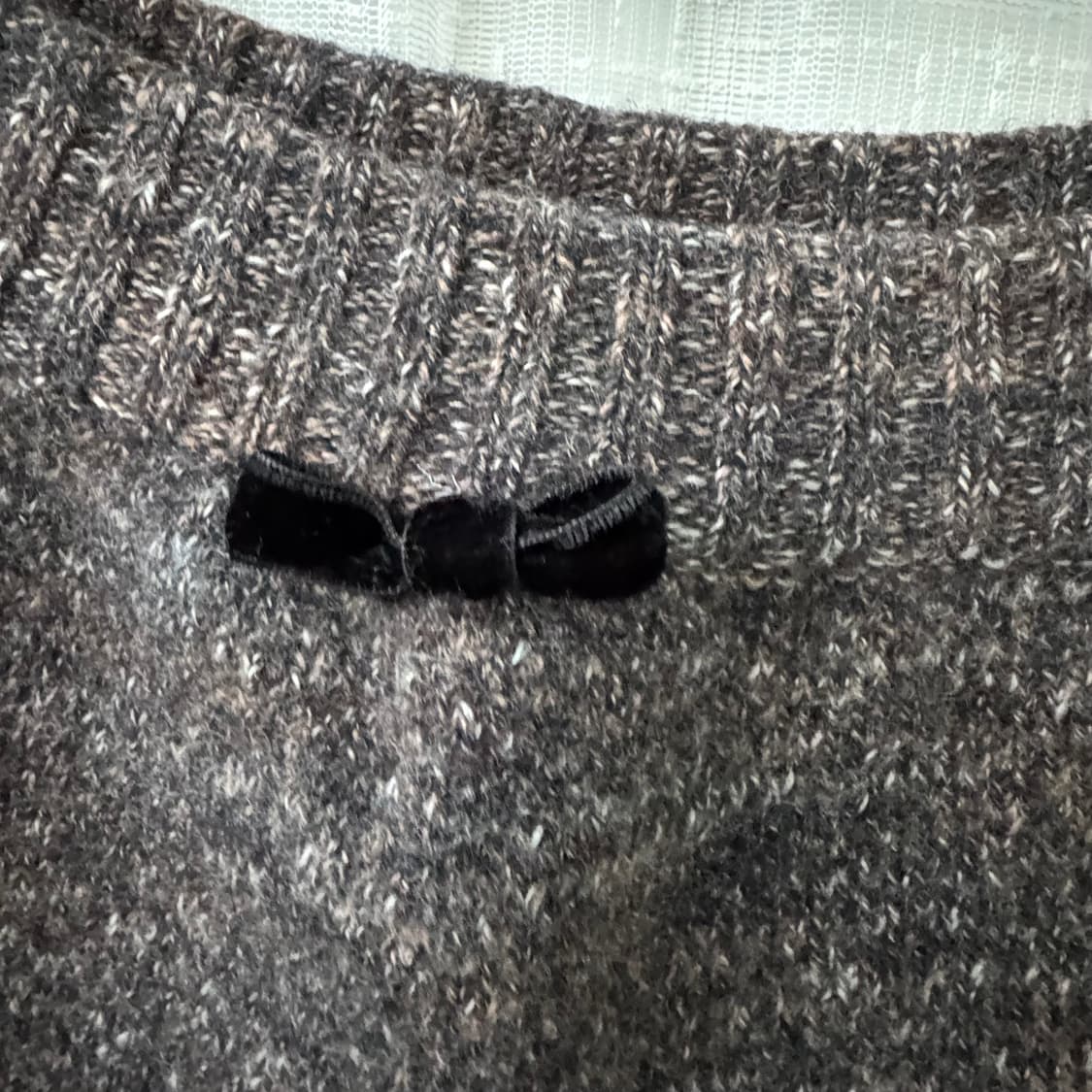 올리브데올리브 다크브라운 멜란지 리본 니트 55 상품이미지2