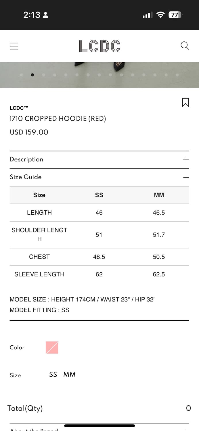 lcdc 크롭 후디 M 상품이미지5