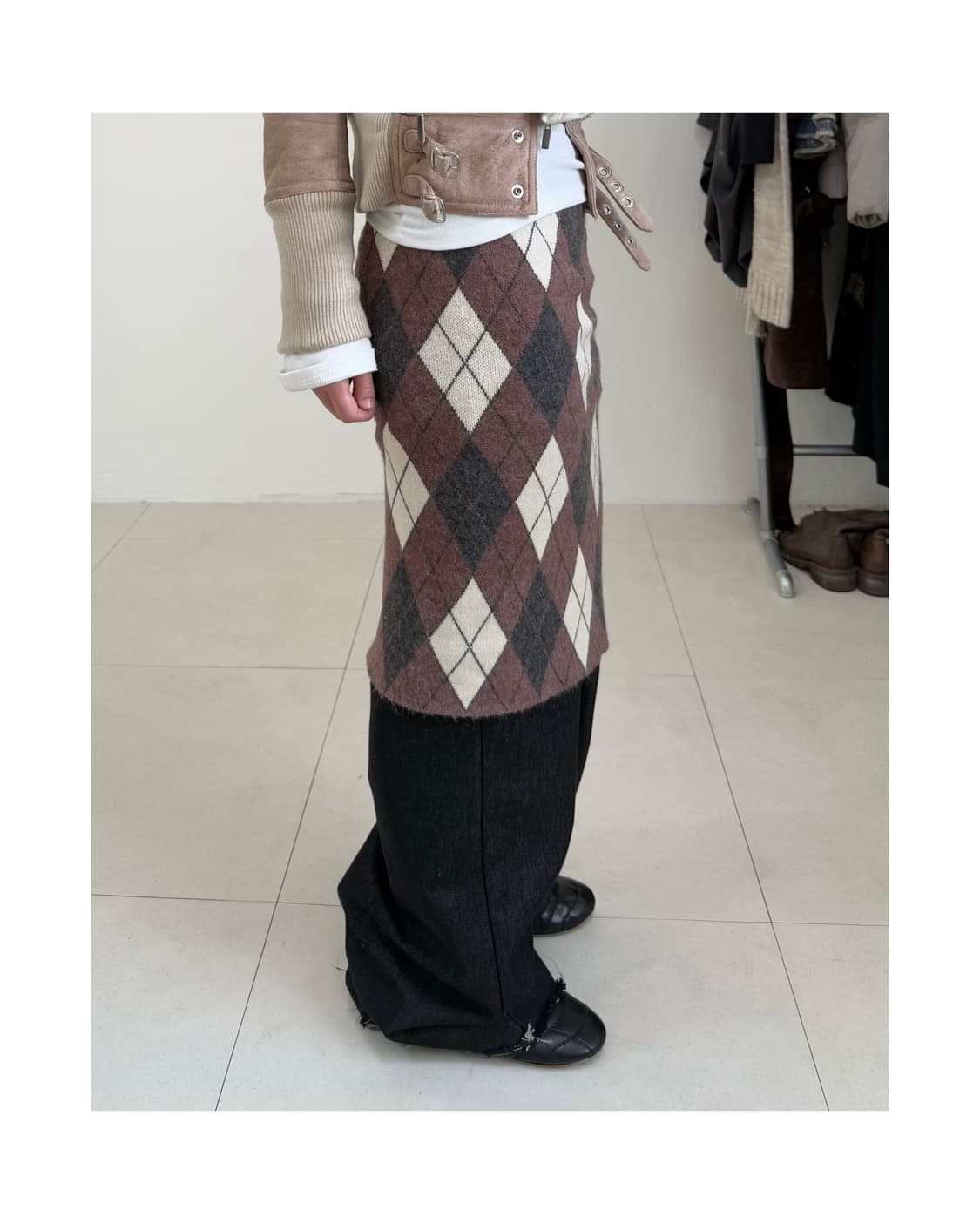 빈티지 아가일 니트 스커트 상품이미지2