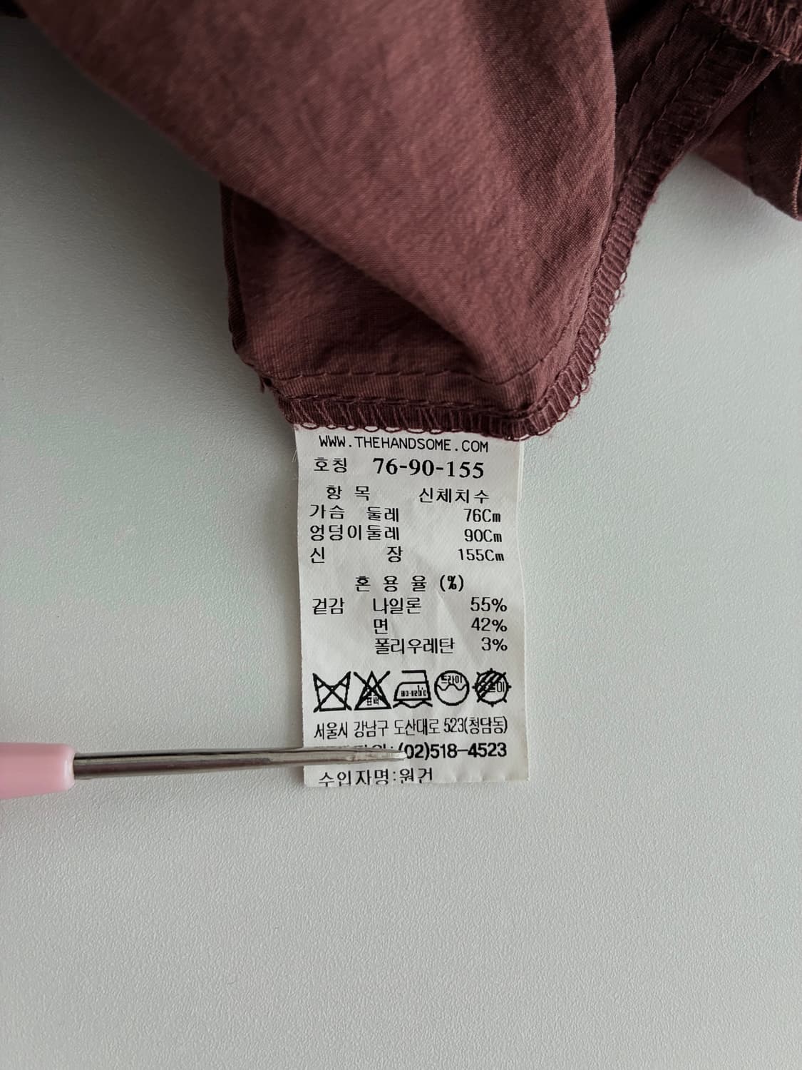 76-90-155) 한섬 시스템 오버핏 셔츠 원피스 브라운 상품이미지6