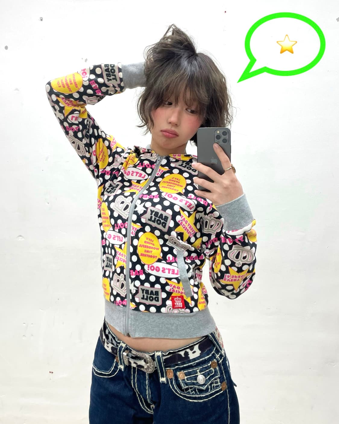 Baby Doll Retro Dot Hooded Zip-Up 상품이미지1