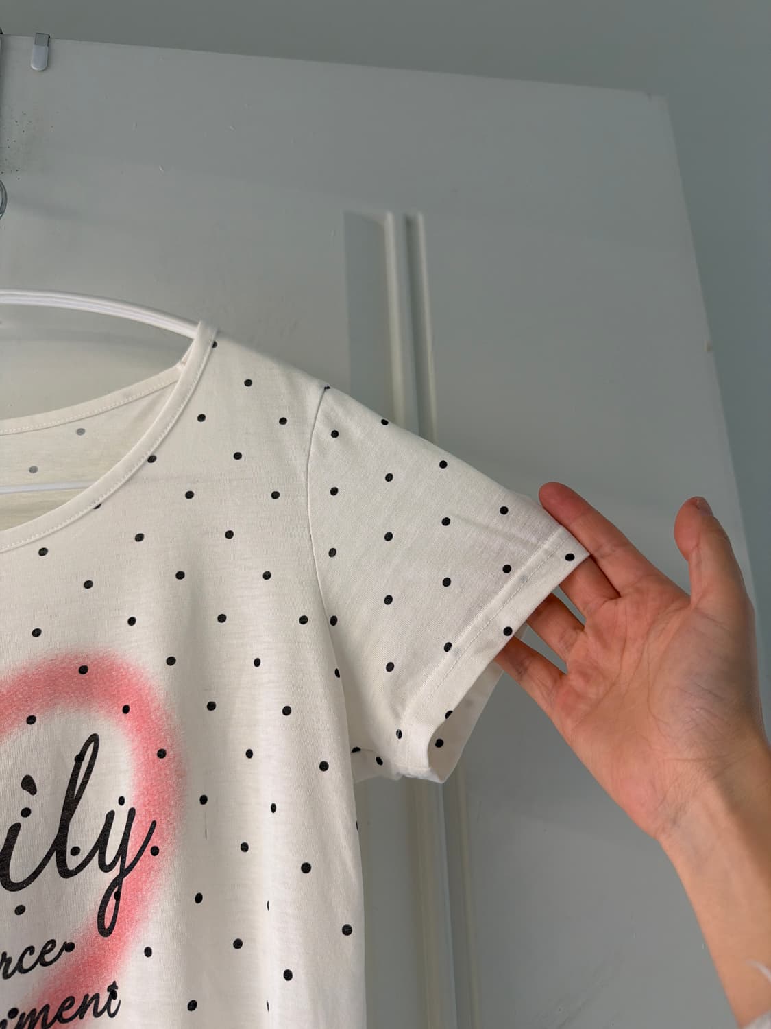 일본빈티지 하트 도트 반팔티 상품이미지3