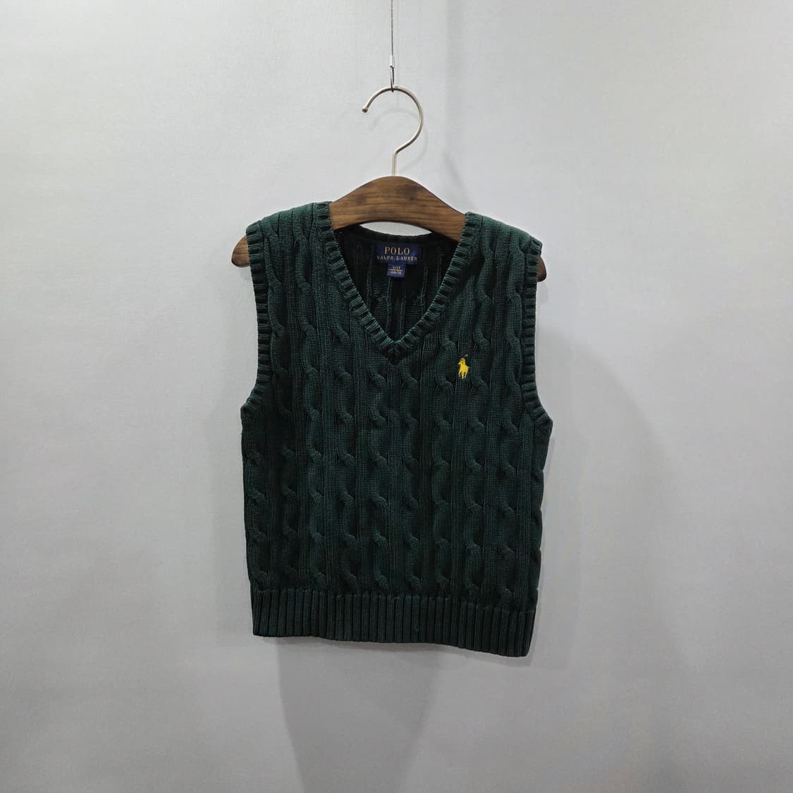 폴로랄프로렌 키즈 케이블 니트 베스트 그린 3T  상품이미지1