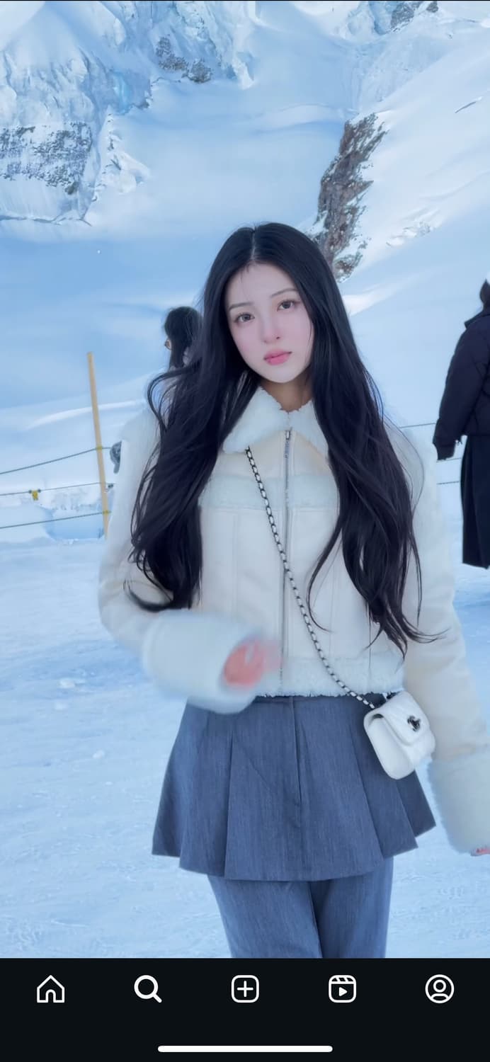 카키포인트 스티치 퍼 무스탕 아이보리 상품이미지1