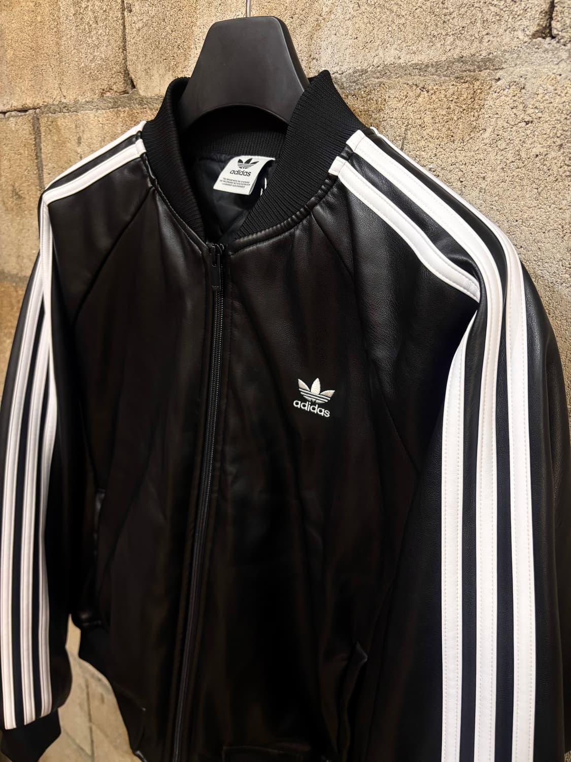 아디다스 삼선 레더 집업 점퍼 상품이미지4