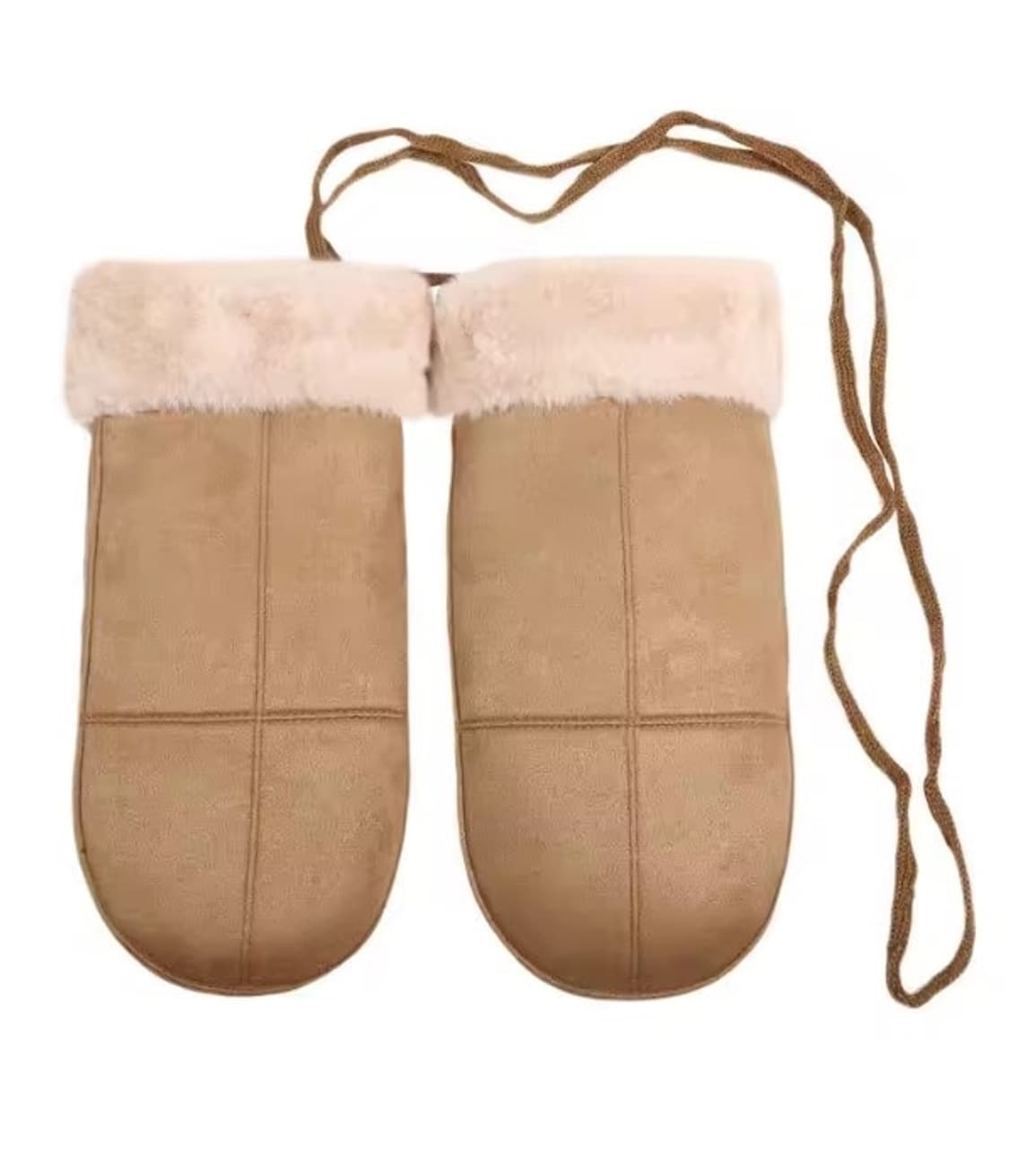 두꺼운 털안감 스웨이드 벨벳 벙어리 장갑 베이지 (새상품) 상품이미지2