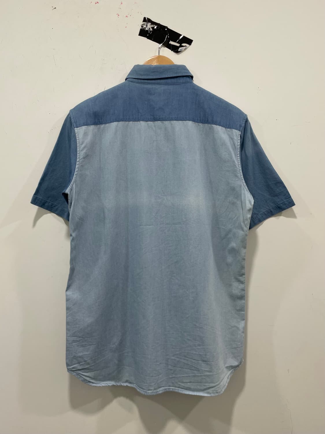 Ships 쉽스 패치워크 샴브레이 데님 반팔셔츠 상품이미지4