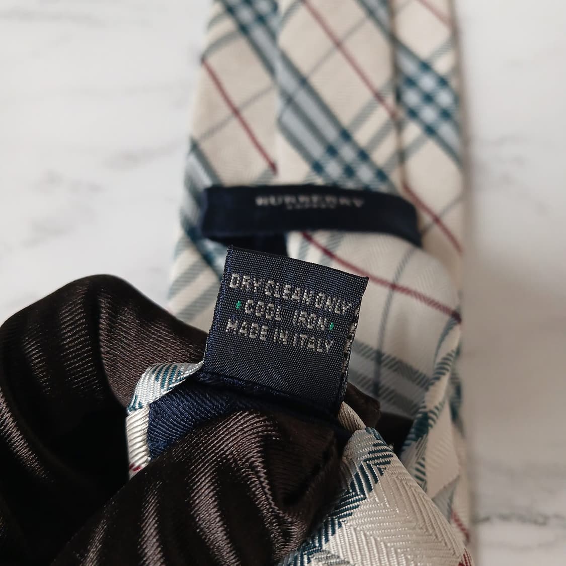 버버리 실크 베이지 체크 패턴 넥타이 8.5cm A등급 E890 상품이미지5