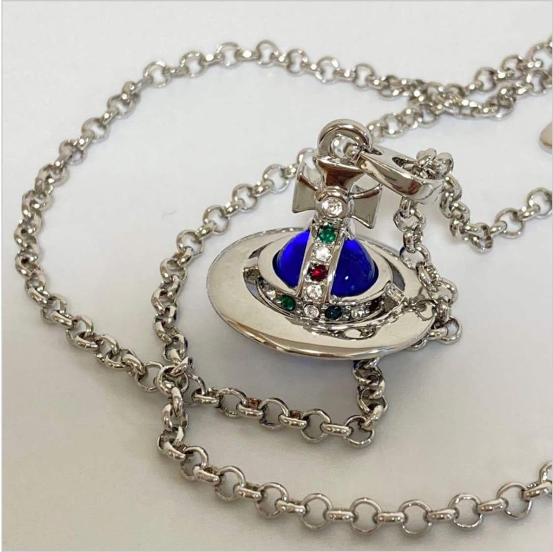 비비안웨스트우드 아카이브 블루크리스탈 3d orb 팬던트 목걸이 상품이미지1