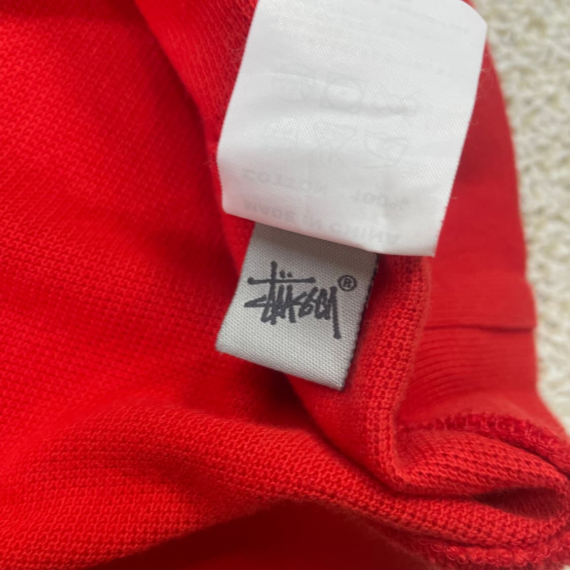 스투시 Stussy 스몰 자수 로고 카라티 레드 상품이미지5