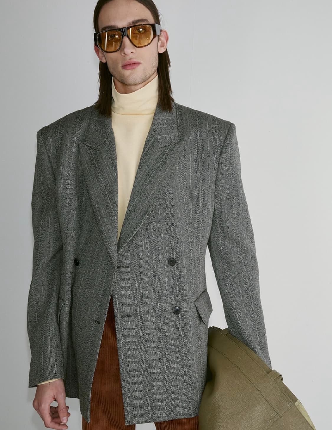 [새상품] 렉토 24FW 브로큰 헤링본 더블 자켓 그레이 상품이미지1