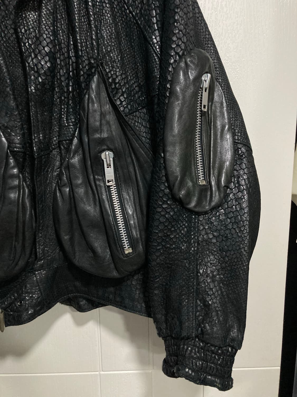 80s 파이톤 가죽 봄버 자켓 상품이미지4