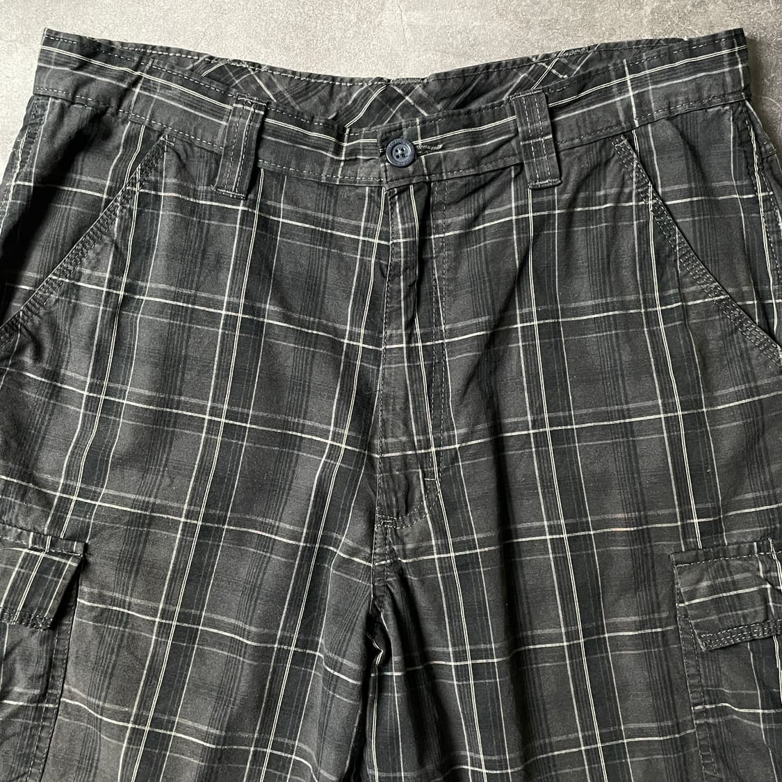 WRANGLER 랭글러 빈티지 차콜 체크 카고 하프팬츠 A00729 상품이미지2