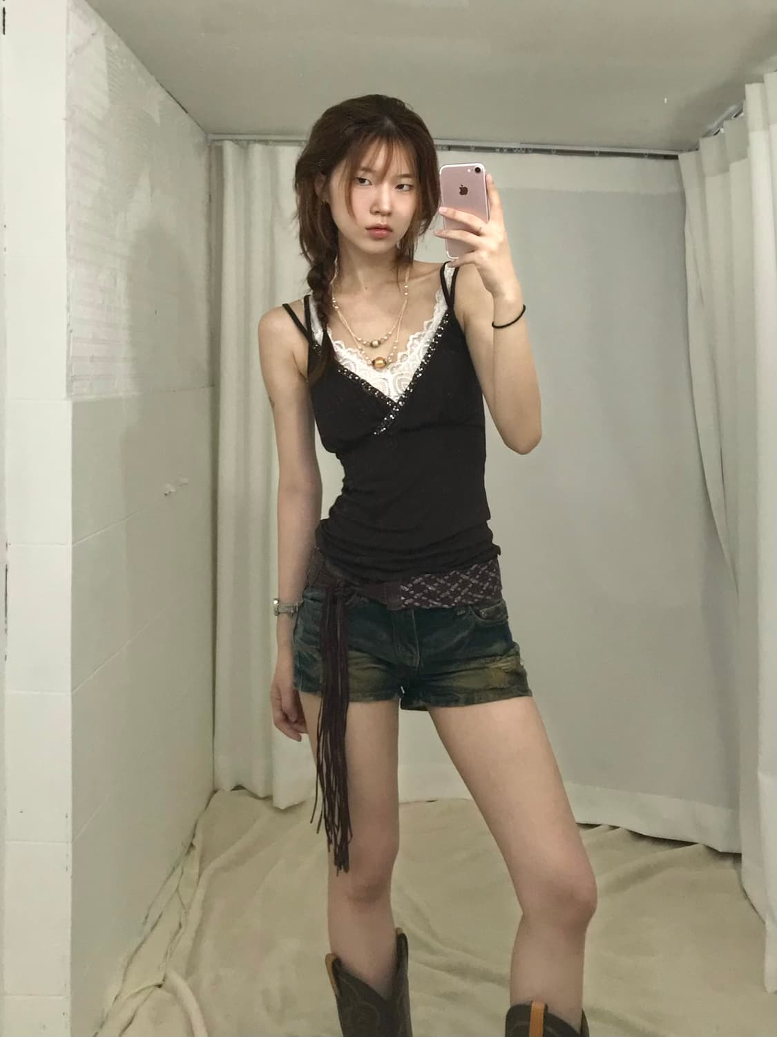 🐎 빈티지 웨스턴 그런지 프린지 코디 세트 상품이미지3