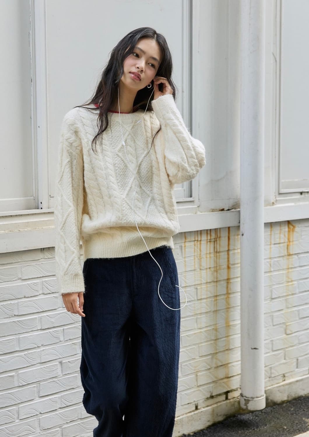 미치코런던 FISHERMAN CABLE WOOL KNIT CREAM 상품이미지4