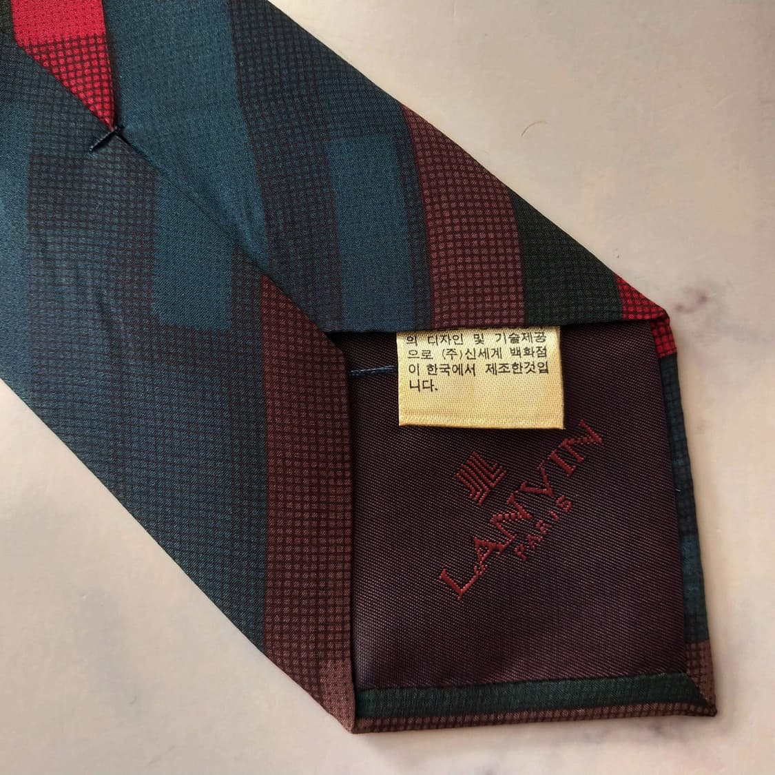 랑방 실크 그린 체크 패턴 넥타이 약 9cm B등급 K1898
 상품이미지7