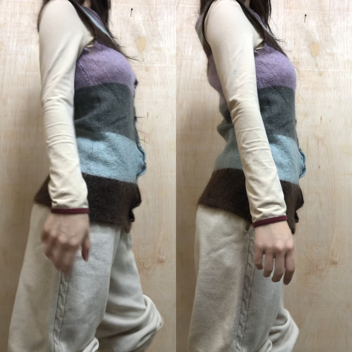 [직수입] 빈티지 모헤어 니트 가디건 라벤더 그레이 블루 브라운 상품이미지6