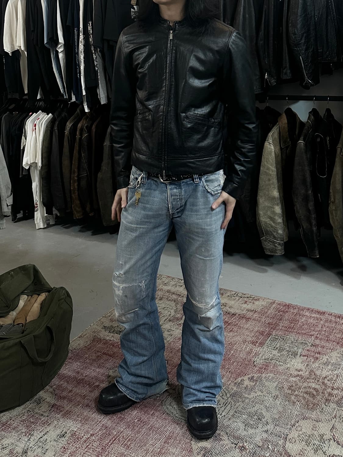 아르마니 레더 카페레이서 자켓 빈티지 레더 자켓 상품이미지10