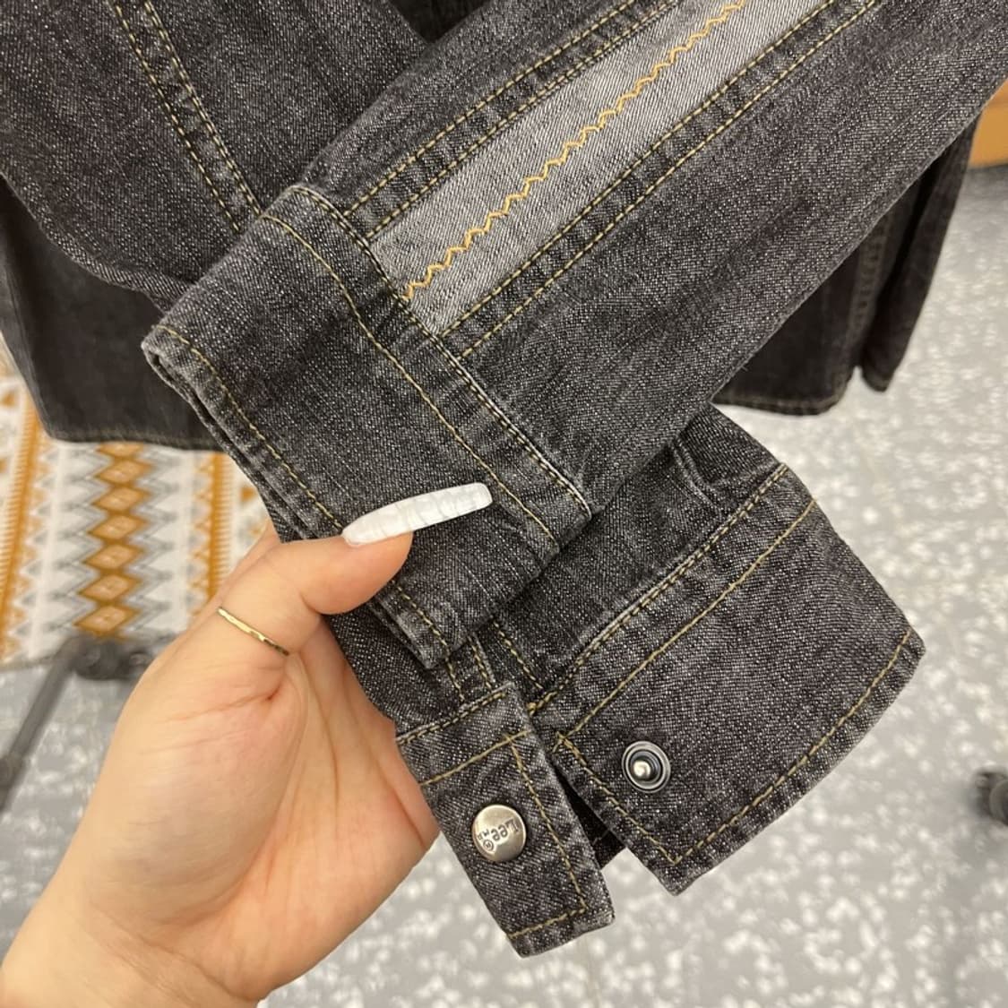 리 빈티지 에스닉 레트로 00's 흑청 데님 셔츠 95 C10871 상품이미지7