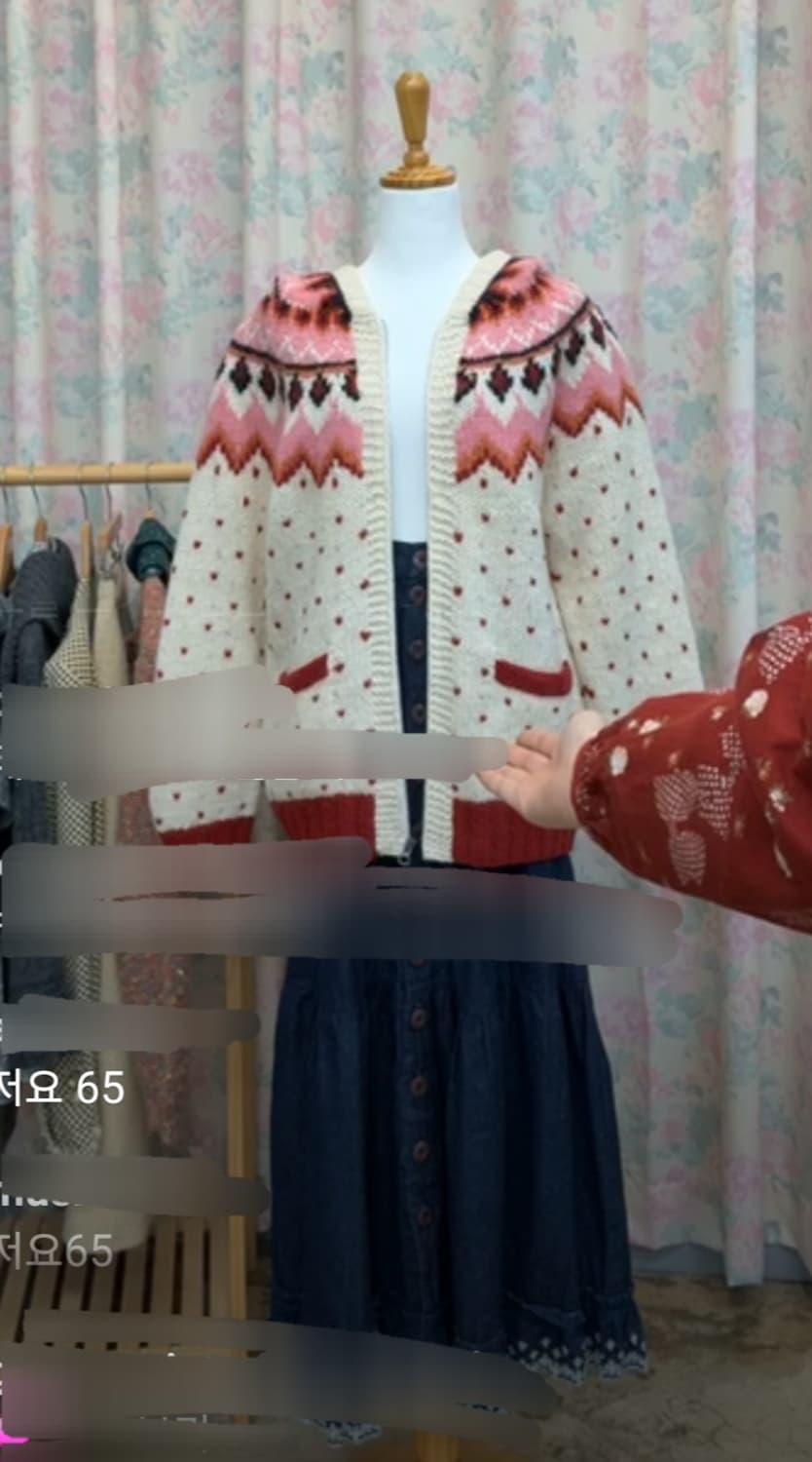 하트 땡땡이 니트집업 코위찬 모리걸 상품이미지6