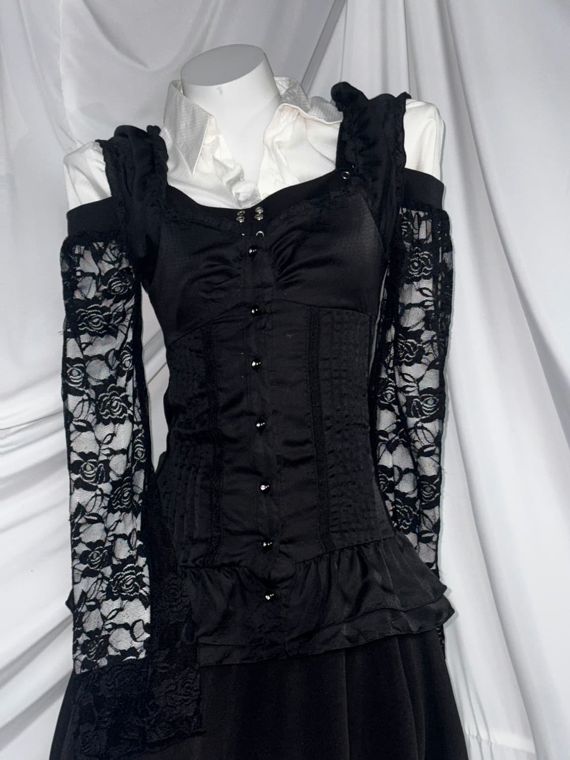 오사라기깔 레이스 고스고딕 원피스 코디세트  상품이미지4