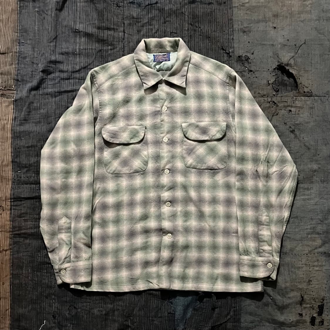 🇺🇸 50s USA 빈티지 펜들턴 옴브레 체크 보드 셔츠 상품이미지1