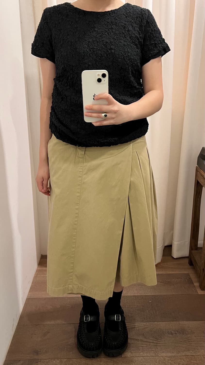 Beige Docking Pleats Skirt 상품이미지2