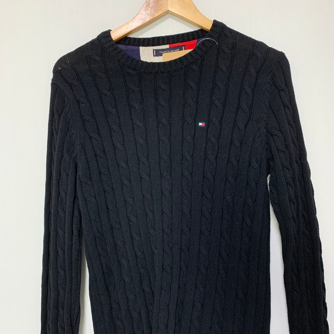 타미힐피거 빈티지 블랙 케이블 꽈배기 니트 스웨터 상품이미지2