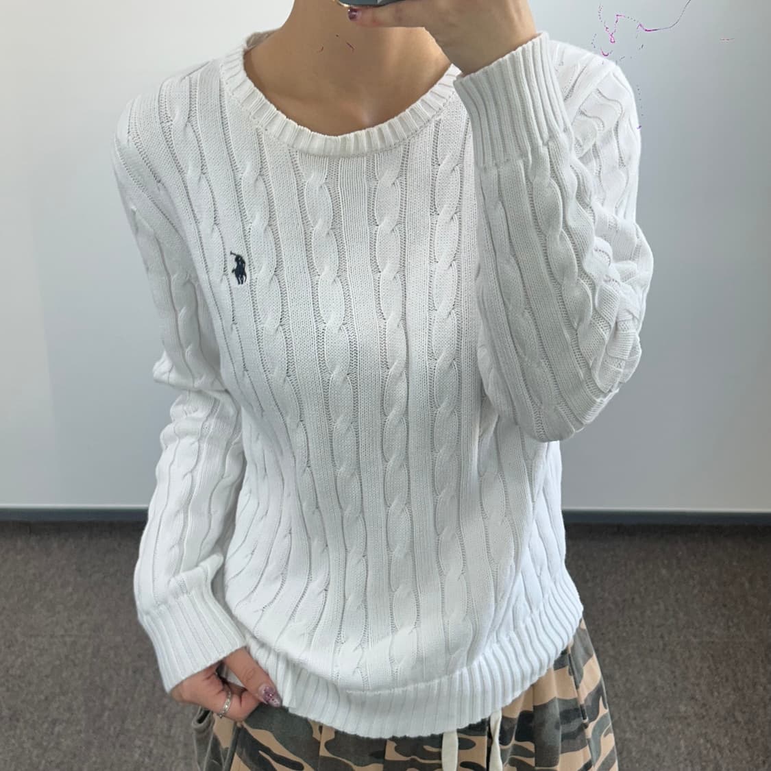 Polo 폴로 네이비포니 화이트 케이블니트 상품이미지2