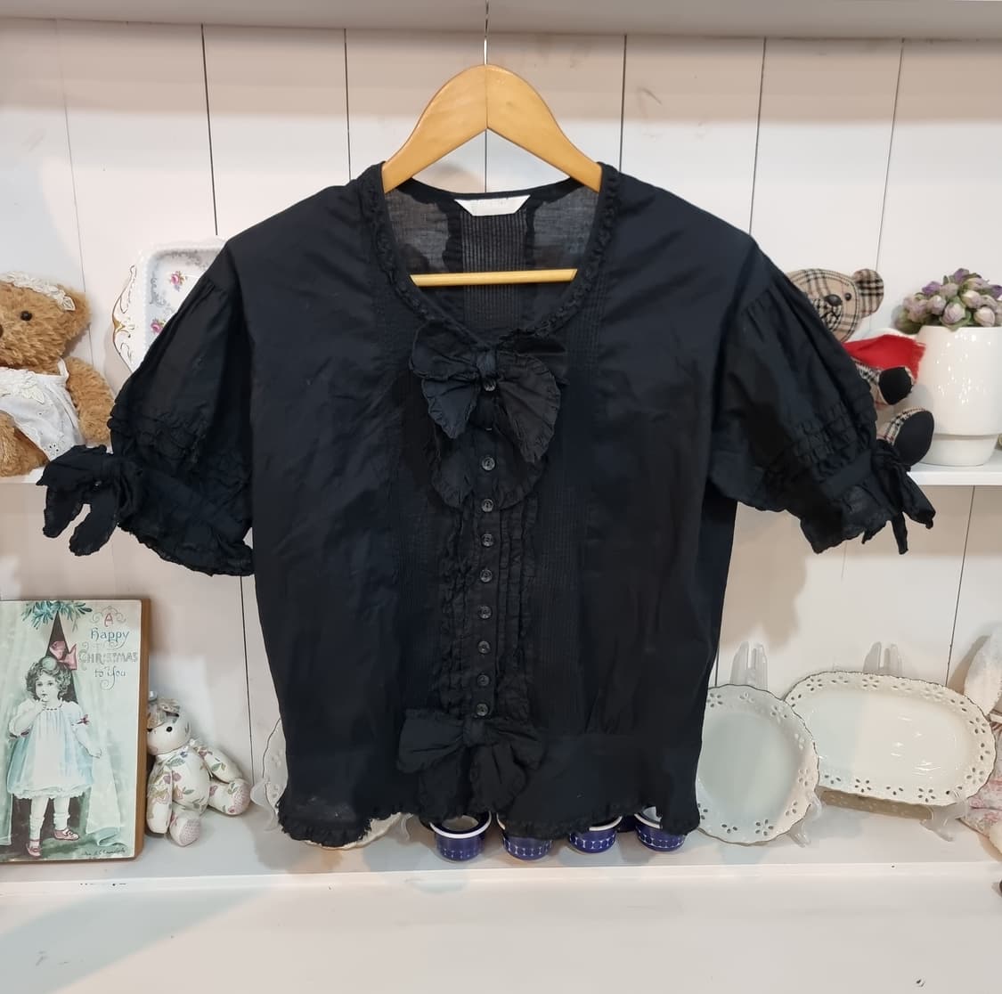 (PINK HOUSE/핑크하우스) 블랙 로맨틱 리본 블라우스 상품이미지1