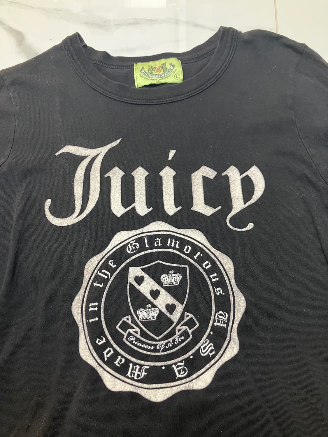 Y2K 쥬시 꾸뛰르 블랙 딱붙핏 쭉티 긴팔 티셔츠 상품이미지2