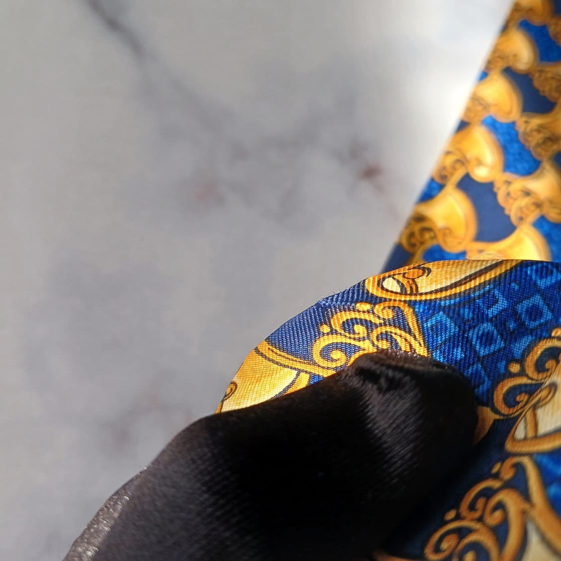 까르뱅 실크 블루 오리엔탈 패턴 넥타이 9.4cm B등급 E800 상품이미지7