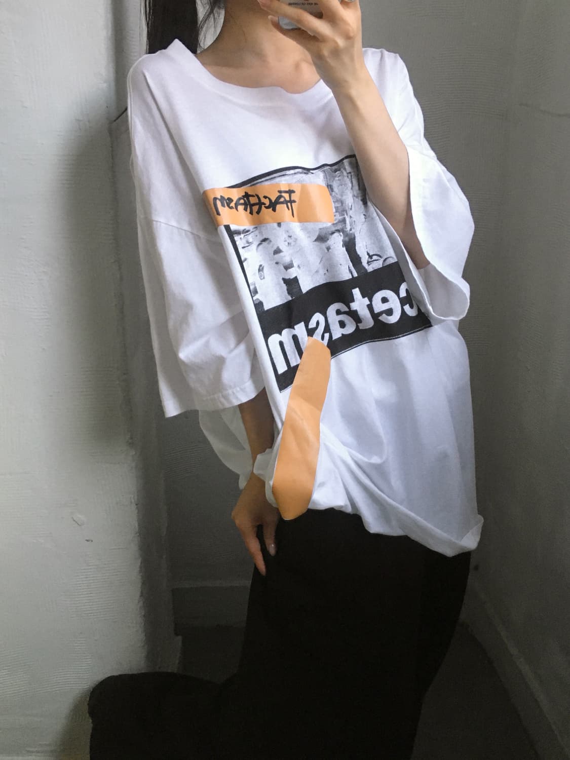 Facetasm 파세타즘 테이프 오버 화이트 티셔츠 상품이미지2