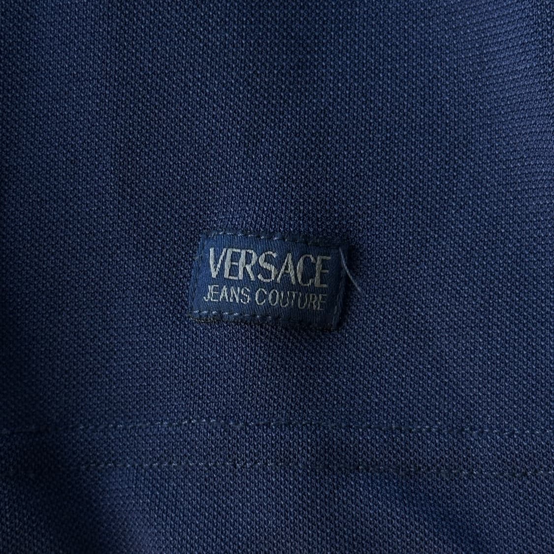 올드 베르사체 진스 쿠튀르 오픈 카라 반팔 티셔츠 네이비 L 상품이미지5